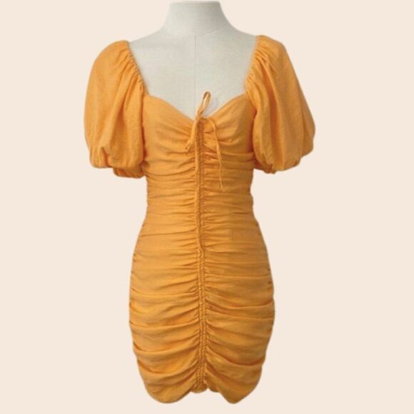 Guess Creamsicle Kiki Mini Ruched Dress Size 0 - Picture 1 of 14